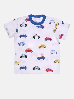 Organic Cotton T-Shirt With All-Over Car Print